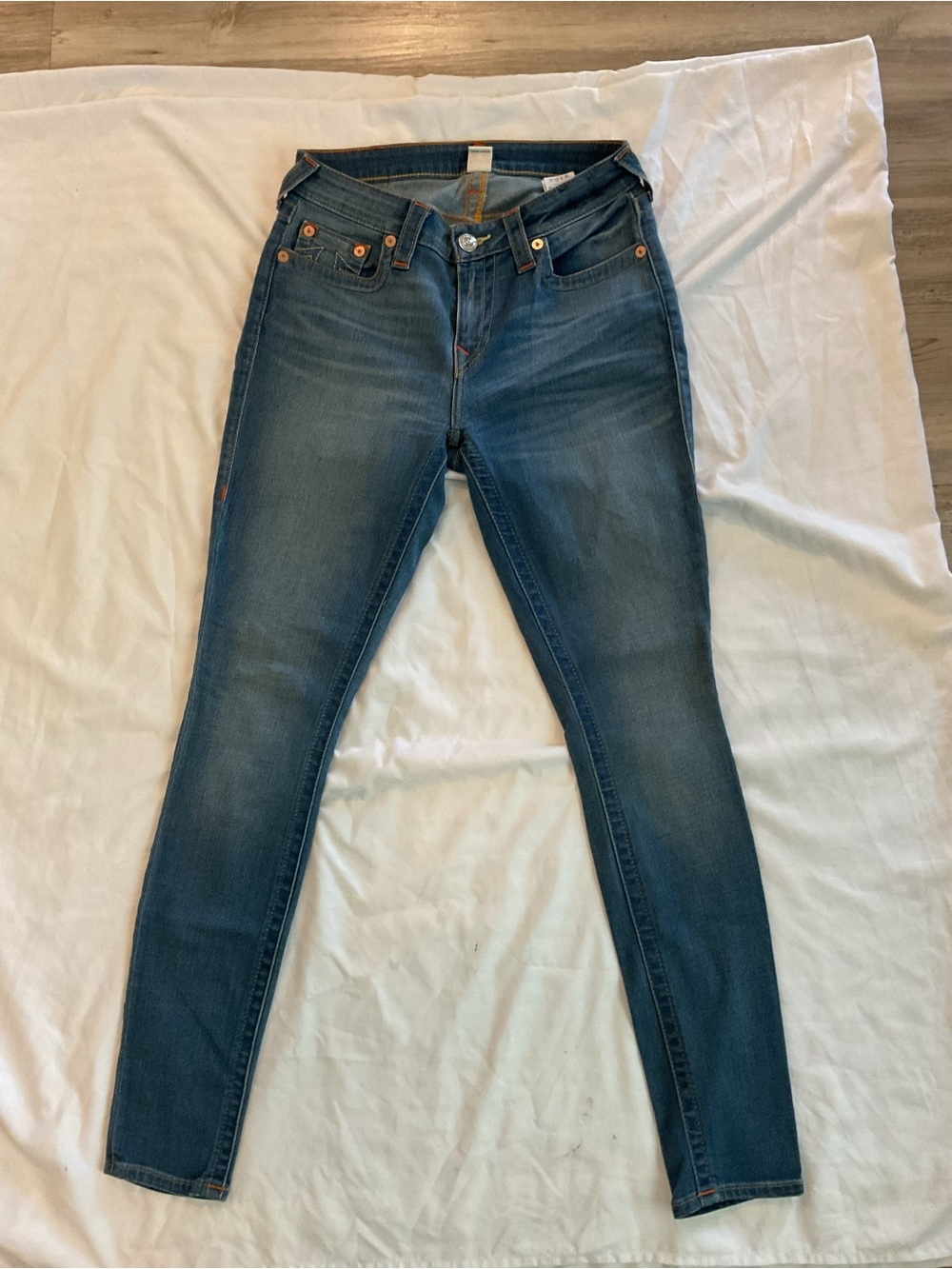 True Religion Women's Curvy Skinny Jeans in Blue Wash